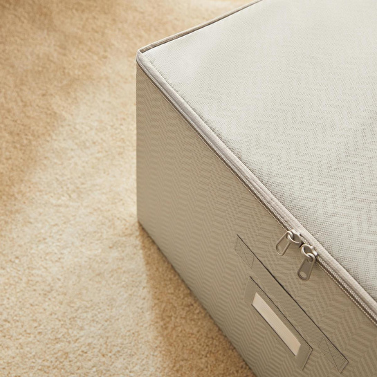 Ocean Home Textile 4'lü Gri Balıksırtı Destekli Kutu Hurç Set 31 X 38 X 12 + 45 X 55 X 18 + 55 X 70 X 18 + 48 X 40 X 30 Cm