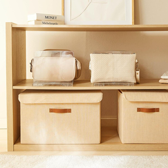 Ocean Home Textile 2'li Ayarlanabilir 4 Bölmeli Şeffaf Raf Düzenleyici Set 36 X 24 X 21 Cm