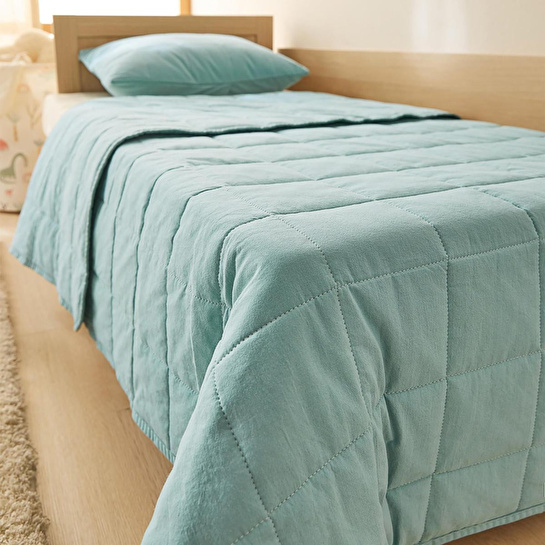 Ocean Home Textile %100 Pamuk Kumaş Kapitoneli Mint Çok Amaçlı Bebek Yatak Örtüsü Seti 1 Adet 100 X 150 / 1 Adet 37 X 47 Cm