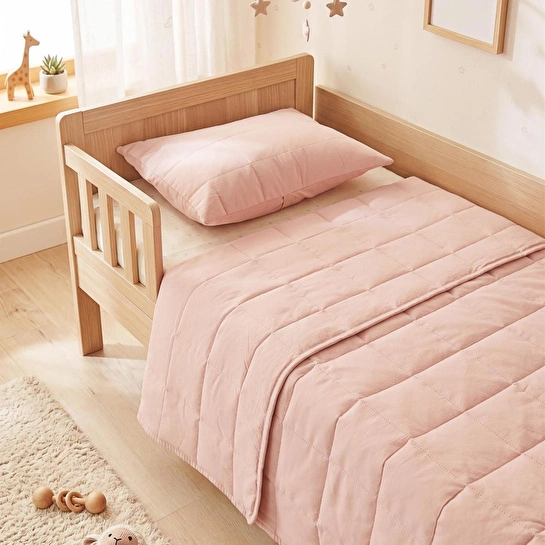 Ocean Home Textile %100 Pamuk Kumaş Kapitoneli Pembe Çok Amaçlı Bebek Yatak Örtüsü Seti 1 Adet 100 X 150 / 1 Adet 37 X 47 Cm