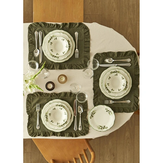 Bella Maison Julia Stoneware 48 Parça 12 Kişilik Yemek Takımı Yeşil