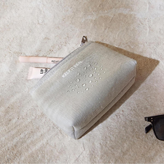 Ocean Home Textile Termal Astarlı Su İtici Leke Tutmaz Gri Renk Jüt Keten Makyaj İlaç Çantası 15 X 11 X 6 Cm