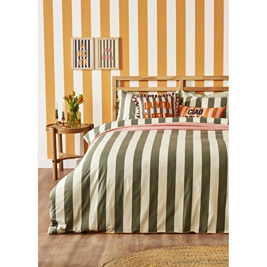 Bella Maison %100 Pamuk Line Tek Kişilik Nevresim Takımı Yeşil (160x220 Cm) Yeşil