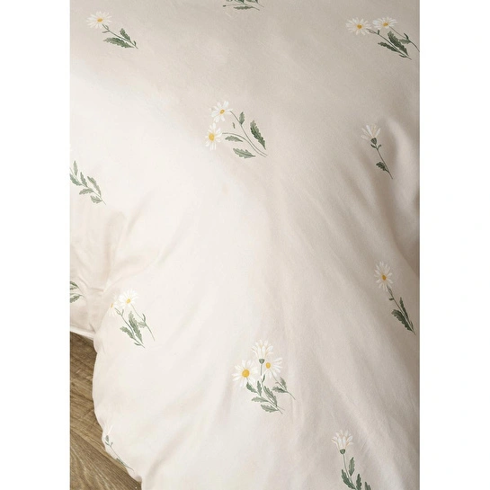 Bella Maison %100 Pamuk Saten Daisy Çift Kişilik Nevresim Takımı Bej (200x220 Cm) Bej