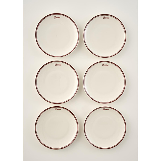 Bella Maison Bonheur Porselen 6'lı Pasta Tabağı Seti Bordo (21 Cm)