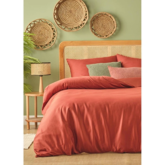 Bella Maison %100 Pamuk Saten Supreme Basic Çift Kişilik Nevresim Seti Kiremit (200x220 Cm) Kiremit