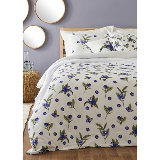 Bella Maison %100 Pamuk Ranforce Blueberry Çift Kişilik Nevresim Seti (200x220 Cm) Çok Renkli