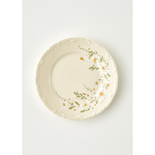 Bella Maison Daisy Porselen 6'lı Pasta Tabağı Krem (20 Cm) Bej
