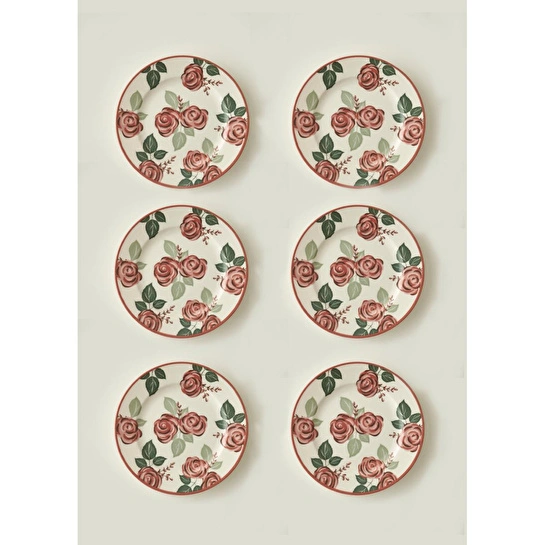 Bella Maison Rose Porselen 6'lı Pasta Tabağı (21 Cm)