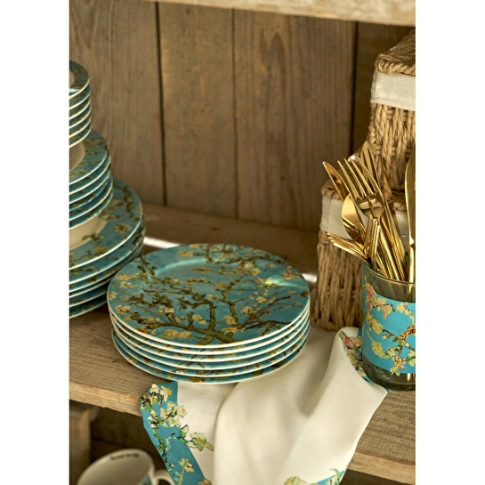 Bella Maison Van Gogh Almond Blossom Porselen Pasta Tabağı Turkuaz (19 Cm) Mavi