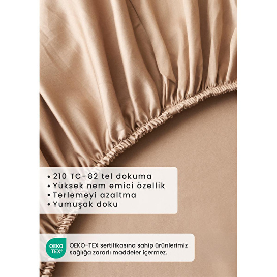 Bella Maison Supreme Çift Kişilik Lastikli Çarşaf Vizon (160x200x35 Cm) Vizon