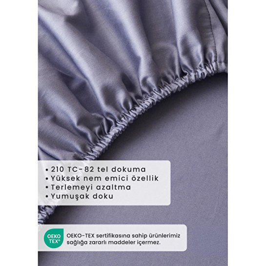Bella Maison %100 Pamuk Saten Supreme Çift Kişilik Lastikli Çarşaf Mavi (160x200x35 Cm) Mavi