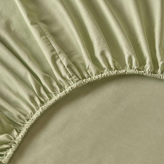 Bella Maison %100 Pamuk Saten King Size Lastikli Çarşaf Sisli Yeşil (180x200x35 Cm) Sisli Yeşil