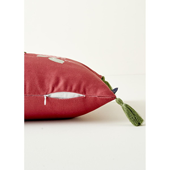 Bella Maison Rose Nakışlı Kırlent Kılıfı Mürdüm (35x50 Cm) Mürdüm