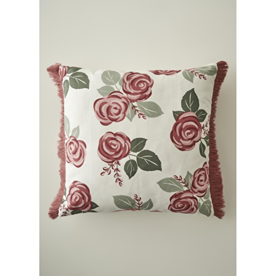 Bella Maison Rose Baskılı Kırlent Kılıfı Krem (43x43 Cm) Krem