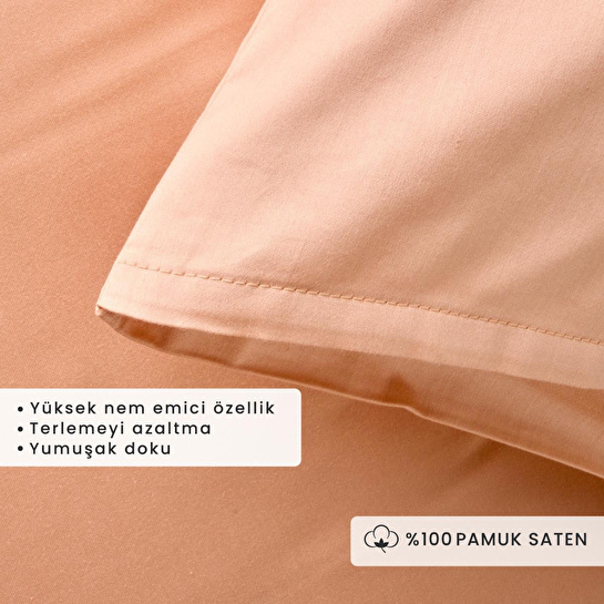Bella Maison %100 Pamuk Saten 2'li Yastık Kılıfı Somon (50x70 Cm) Somon