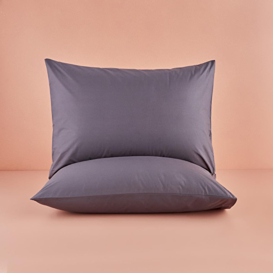 Bella Maison %100 Pamuk Saten Supreme 2'li Yastık Kılıfı Antrasit (50x70 Cm) Antrasit