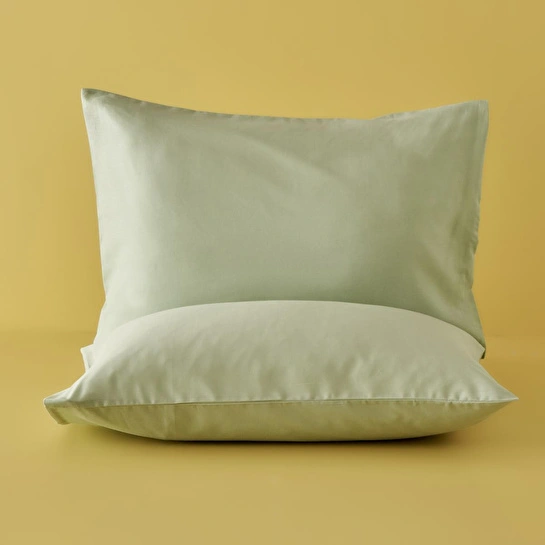 Bella Maison %100 Pamuk Ranforce Basic Yastık Kılıfı 2'li Sisli Yeşil (50x70 Cm) Sisli Yeşil