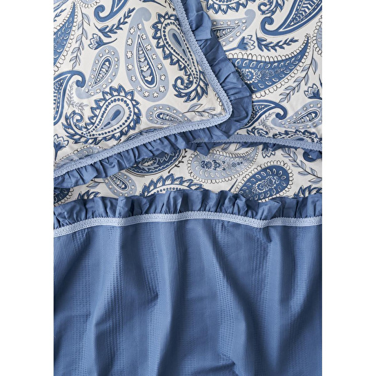 Bella Maison %100 Pamuk Paisley Çift Kişilik Pike Takımı Mavi (200x220 Cm) Mavi