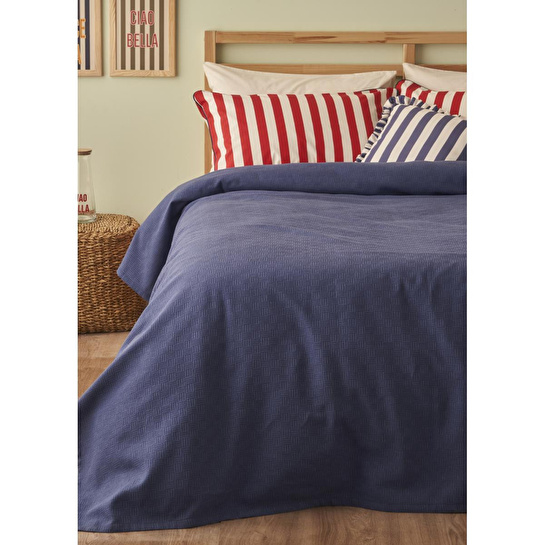 Bella Maison %100 Pamuk Line Çift Kişilik Pike Takımı Lacivert (200x220 Cm) Lacivert