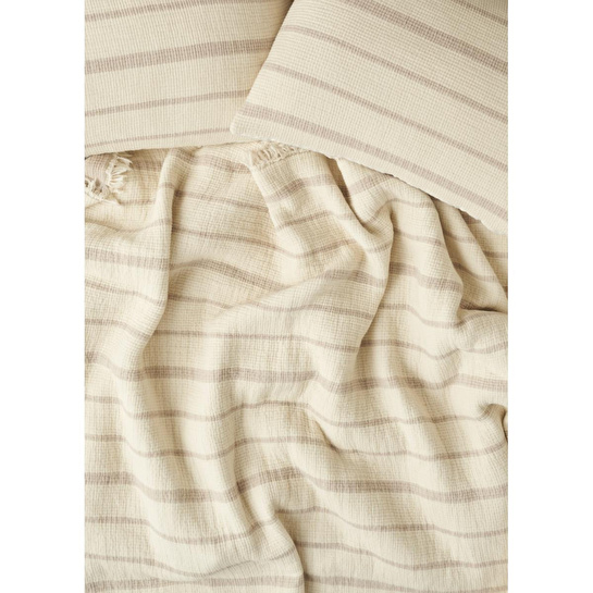 Bella Maison %100 Pamuk Bahama Müslin Dolgulu Çok Amaçlı Çift Kişilik Yatak Örtüsü Seti Krem (230x250 Cm) Krem