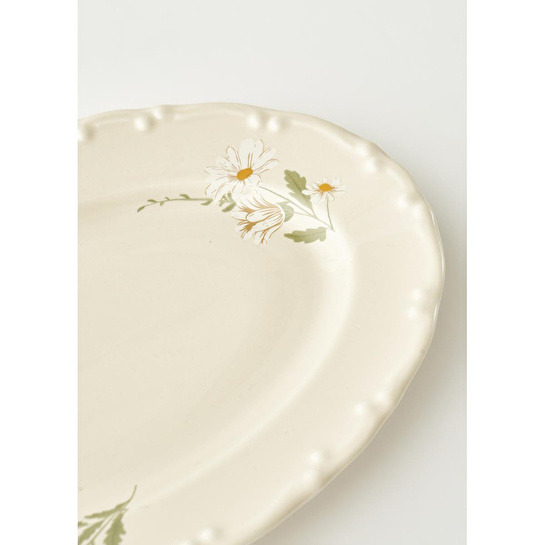 Bella Maison Daisy Porselen Sunum Tabağı Krem (20 Cm) Krem