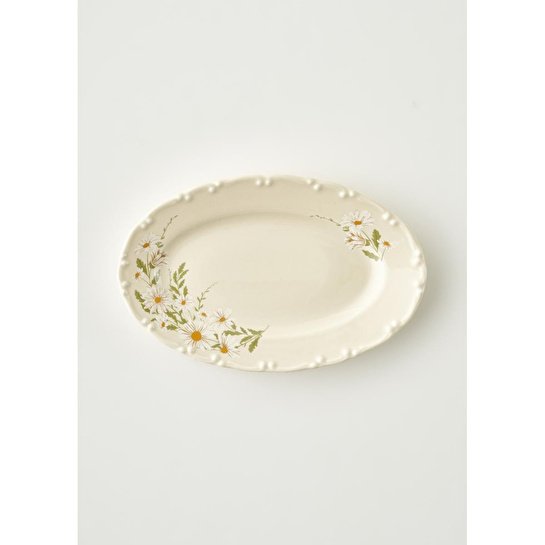 Bella Maison Daisy Porselen Sunum Tabağı Krem (20 Cm) Krem