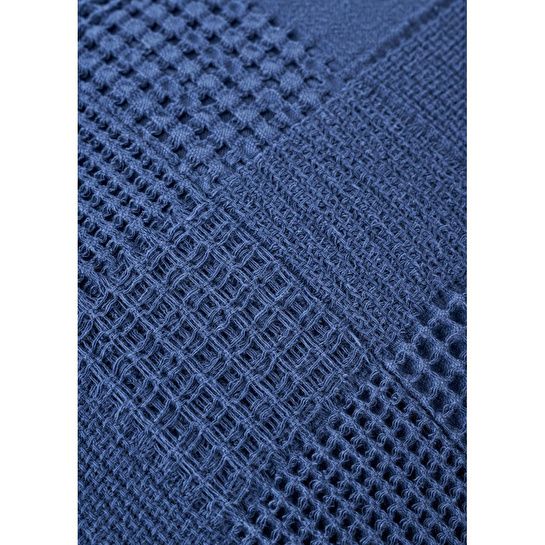 Bella Maison Block Pamuklu Jakarlı Çift Kişilik Yatak Örtüsü Seti Lacivert (240x260 Cm) Lacivert