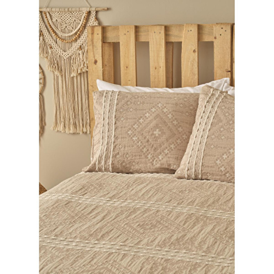Bella Maison %100 Pamuk Glorinda Çift Kişilik Yatak Örtüsü Seti Bej (230x240 Cm) Bej
