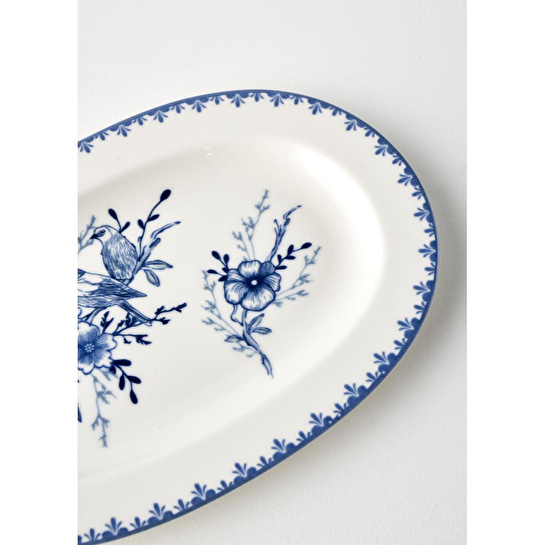 Bella Maison Bleu Blanc Porselen Küçük Sunum Tabağı Mavi (25 Cm) Mavi