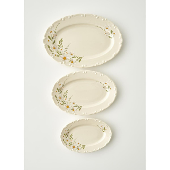 Bella Maison Daisy Porselen Sunum Tabağı Krem (25 Cm) Krem
