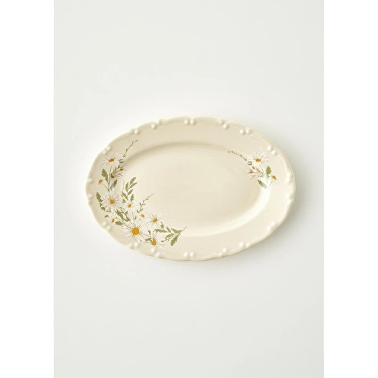 Bella Maison Daisy Porselen Sunum Tabağı Krem (25 Cm) Krem