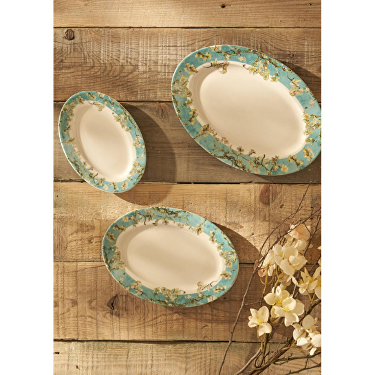 Bella Maison Van Gogh Almond Blossom Porselen Sunum Tabağı Turkuaz (25 Cm) Mavi