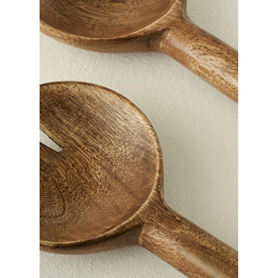 Bella Maison Wooden Mango Salata Servis Seti Kahverengi (28x7 Cm) Kahverengi