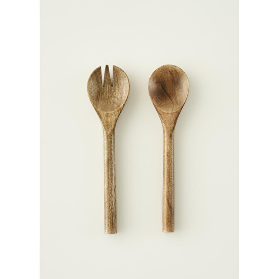 Bella Maison Wooden Mango Salata Servis Seti Kahverengi (28x7 Cm) Kahverengi