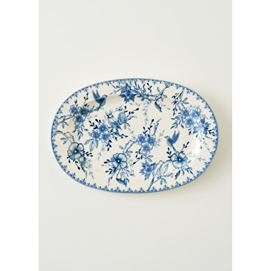Bella Maison Bleu Blanc Porselen Büyük Sunum Tabağı Mavi (30 Cm) Mavi