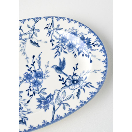 Bella Maison Bleu Blanc Porselen Büyük Sunum Tabağı Mavi (30 Cm) Mavi