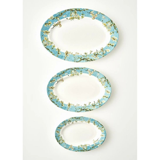 Bella Maison Van Gogh Almond Blossom Porselen Sunum Tabağı 3'lü Turkuaz