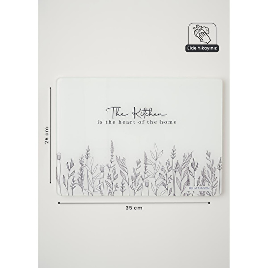 Bella Maison Botanique Cam Kesme Tahtası Beyaz (35x25 Cm) Beyaz