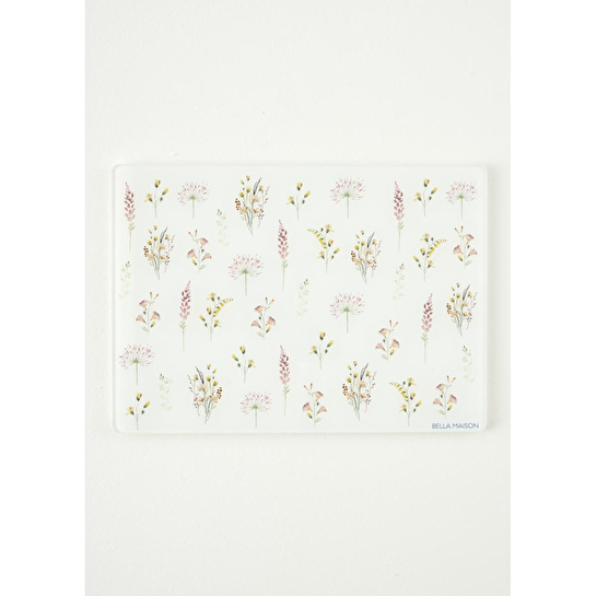Bella Maison Flores Cam Kesme Tahtası (35x25 Cm) Çok Renkli