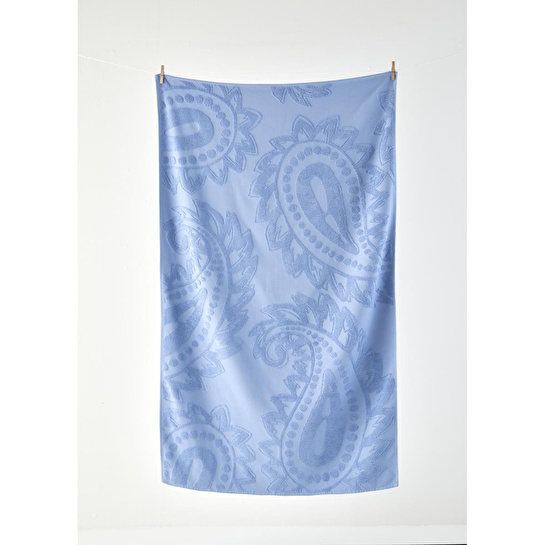 Bella Maison %100 Pamuk Paisley Jakarlı Plaj Havlusu Mavi (90x160 Cm) Mavi