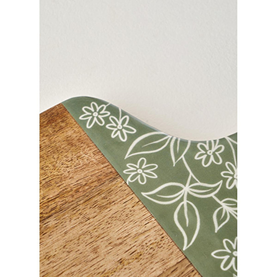 Bella Maison Floral Mango Sunum Ve Kesme Tahtası Yeşil (40x20x2 Cm) Yeşil