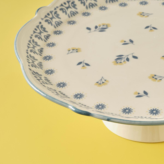 Bella Maison Mabel Stoneware Kek Standı Mavi (32 Cm) Mavi