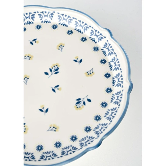Bella Maison Mabel Stoneware Kek Standı Mavi (32 Cm) Mavi