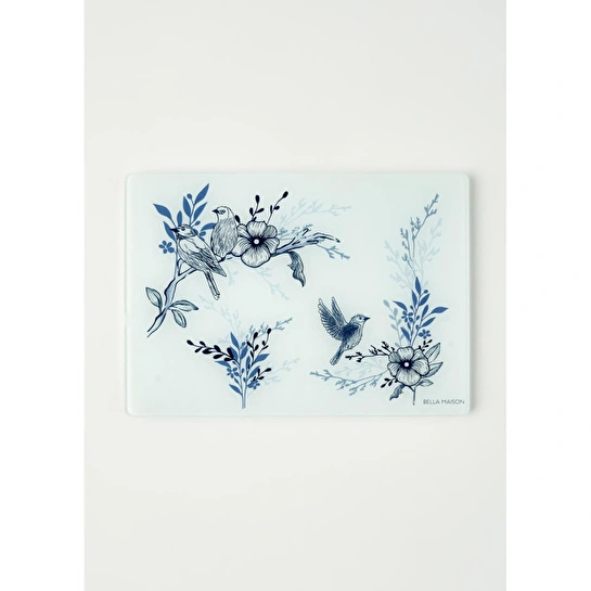 Bella Maison Bleu Blanc Cam Kesme Tahtası Mavi (35x25 Cm) Mavi