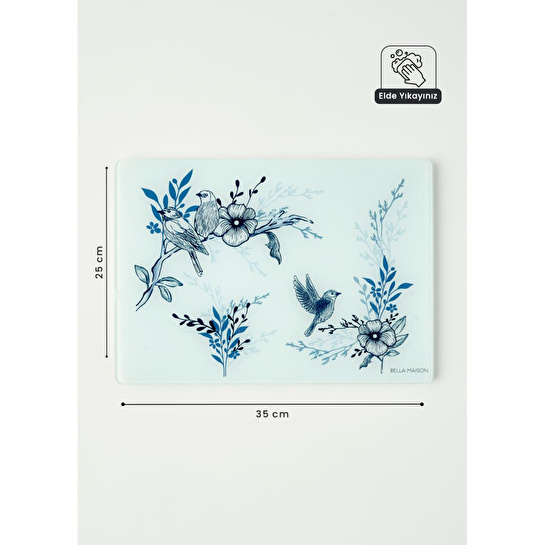 Bella Maison Bleu Blanc Cam Kesme Tahtası Mavi (35x25 Cm) Mavi