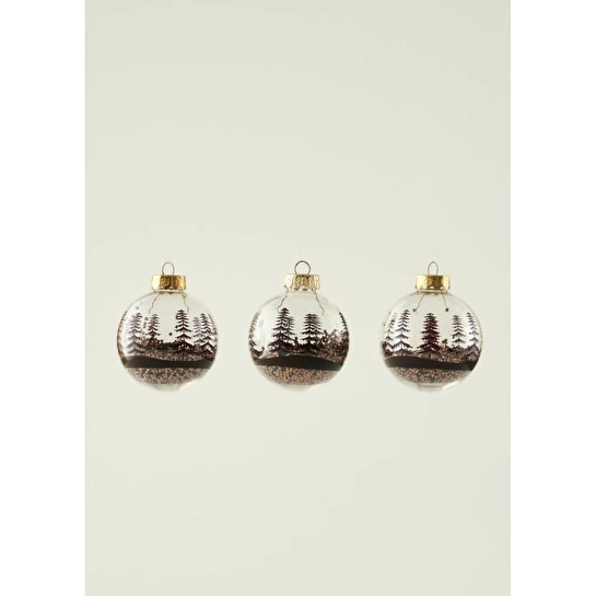 Bella Maison Christmas 3'lü Dekoratif Süs Kahverengi (8 Cm) Kahverengi