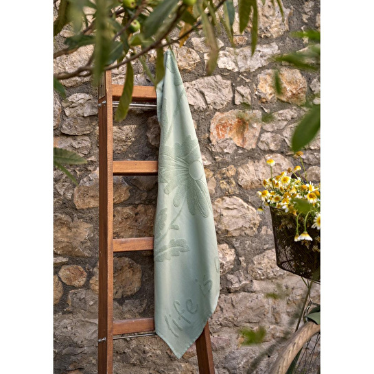 Bella Maison Daisy Jakarlı Plaj Havlusu Yeşil (90x160 Cm) Yeşil