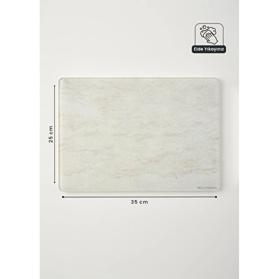 Bella Maison Marbella Cam Kesme Tahtası Ekru (35x25 Cm) Ekru