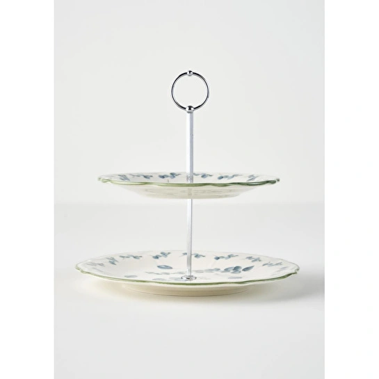 Bella Maison Ocaliptus Stoneware 2 Katlı Kurabiyelik Yeşil Yeşil